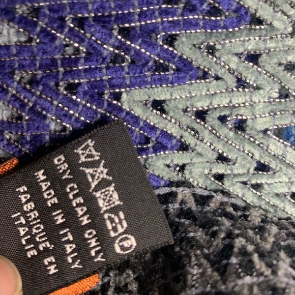 Auth NWOT Missoni Orange Label Zig Zag Chevron Stripe Cropped Poncho Wrap Shawl - Picture 12 of 13